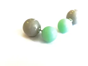 Mint Green and Grey 2 Sided Stud Earrings