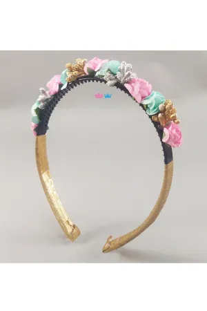 Mint green and pink floral hairband