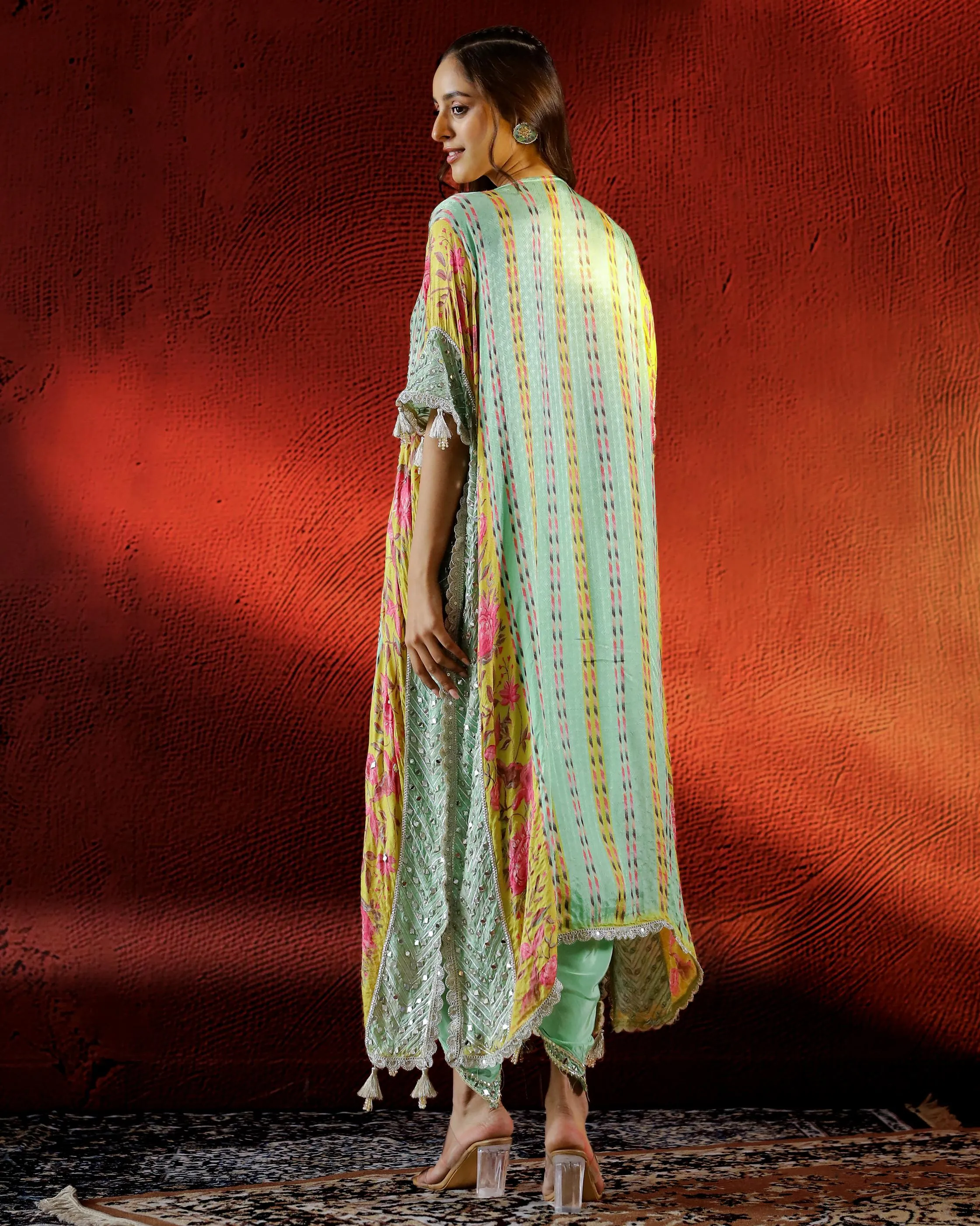 Mint Green Embellished Premium Silk Dhoti Set