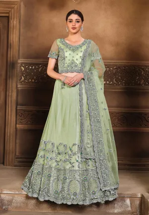 Mint Green Embroidered Lehenga Choli