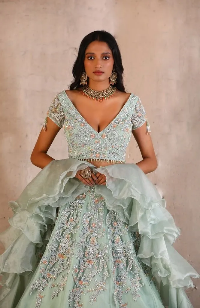 Mint green Lehenga set