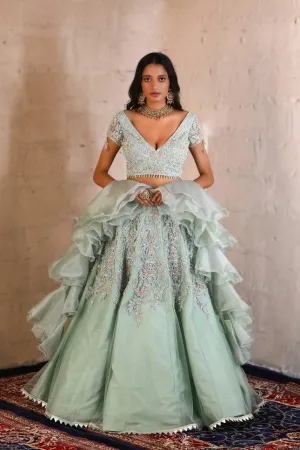 Mint green Lehenga set