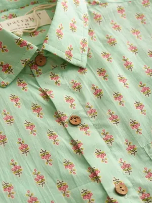 Mint Green Printed Cotton Shirt