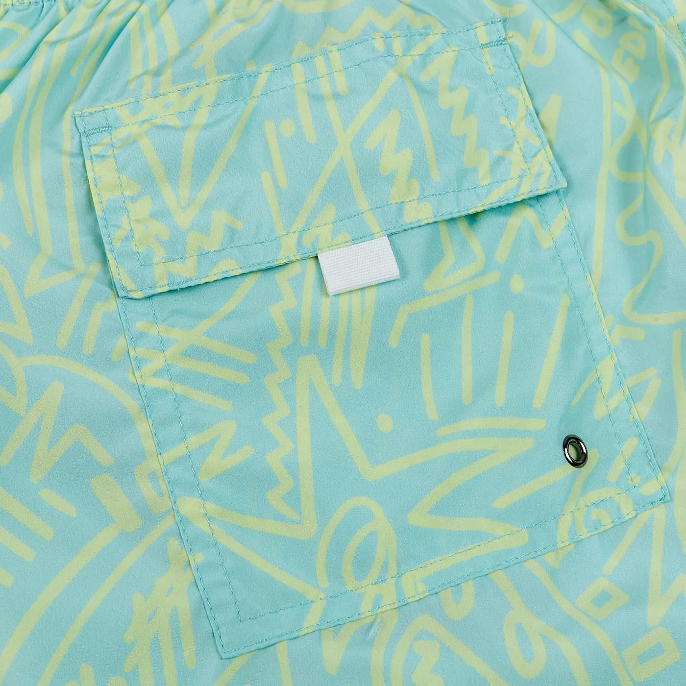 Mint Green Printed Microfiber Swimshorts