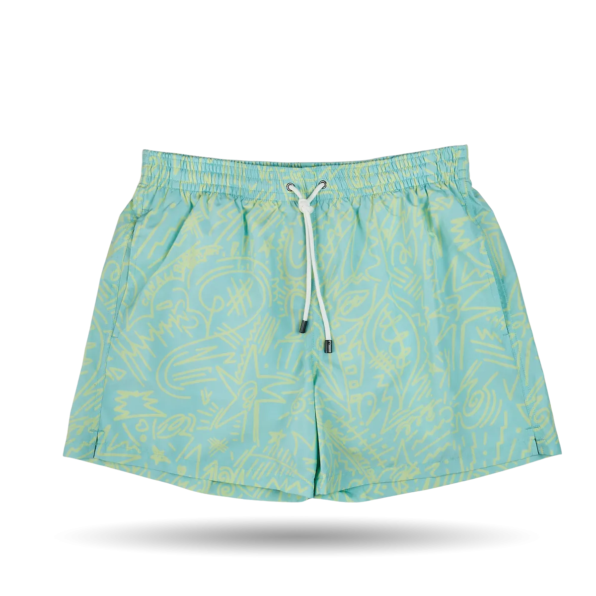 Mint Green Printed Microfiber Swimshorts