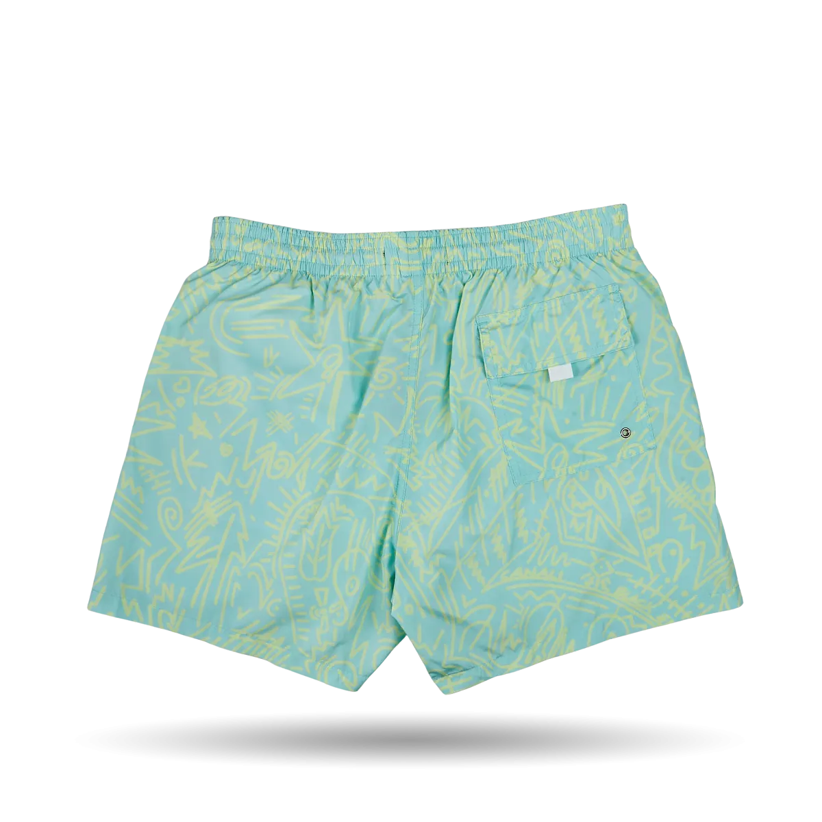 Mint Green Printed Microfiber Swimshorts