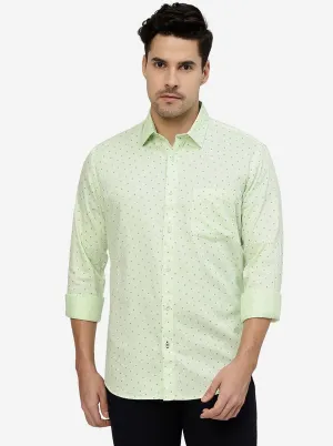 Mint Green Printed Smart Fit Semi Casual Shirt | Greenfibre