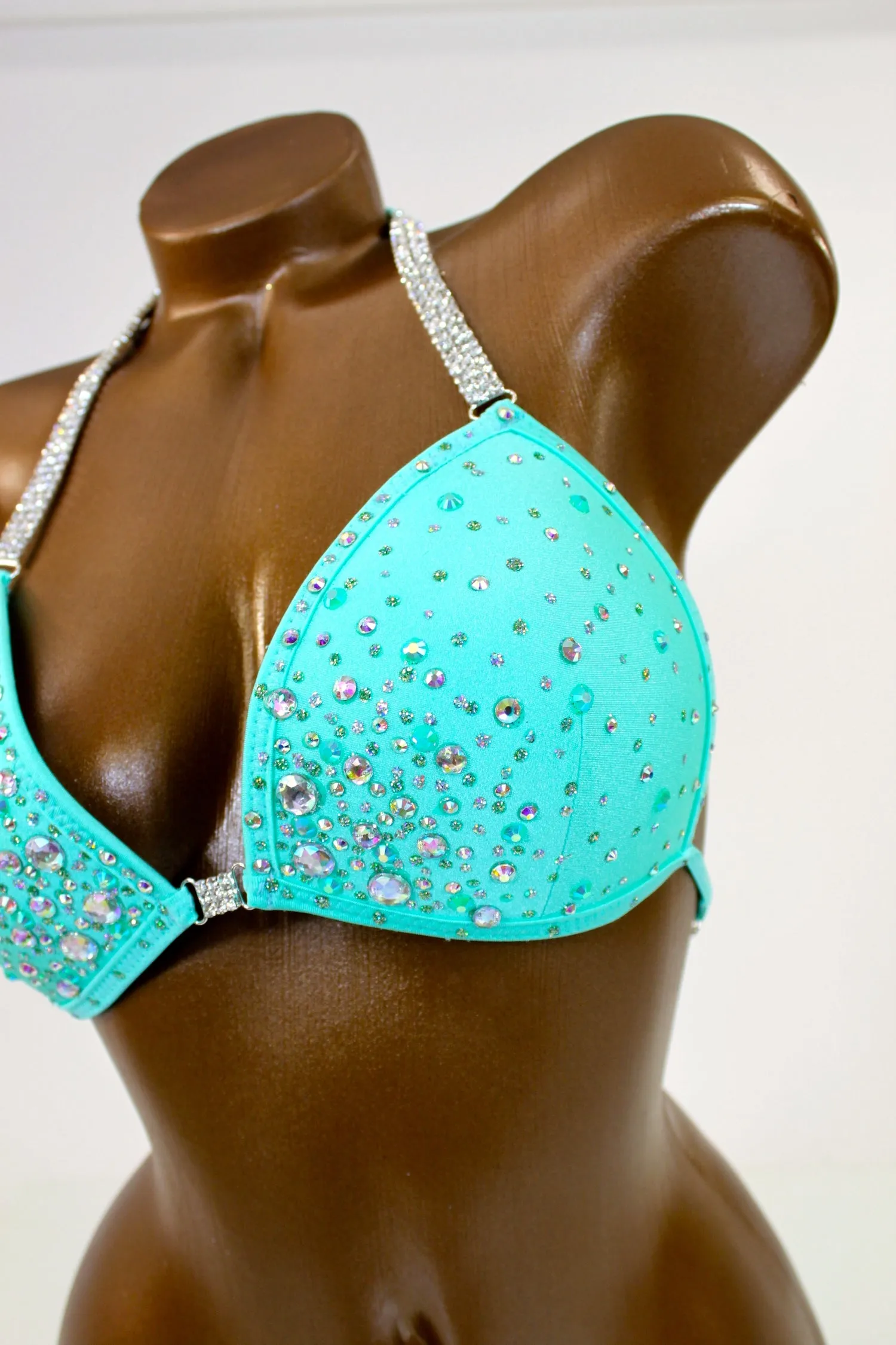 Mint Green Satin Spandex Bikini Suit