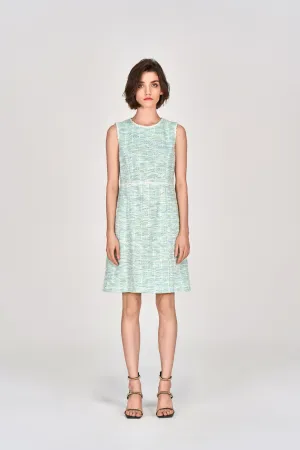 Mint Green Sleeveless Stretch Tweed Dress