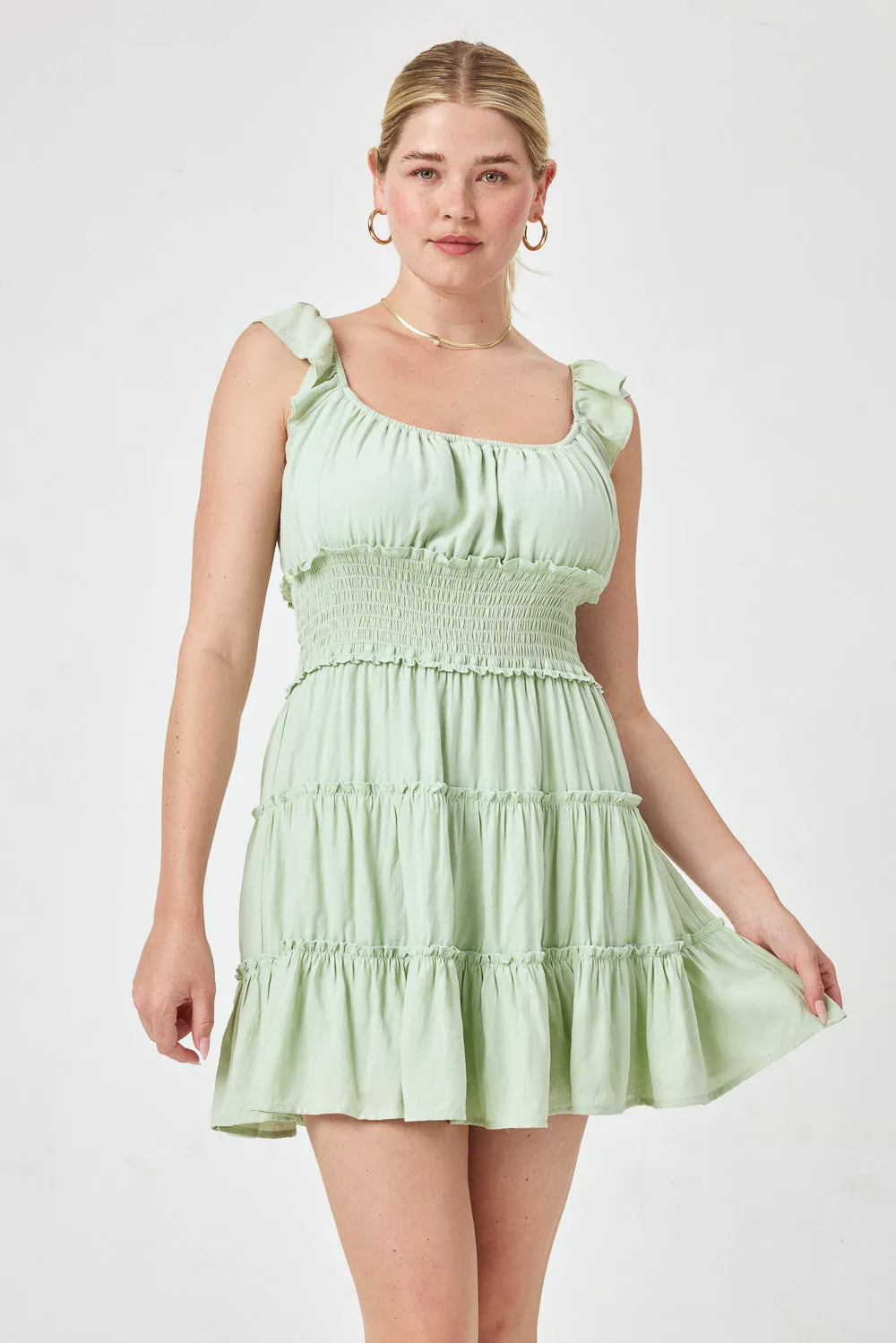 Mint Green Smocked Waist Dress