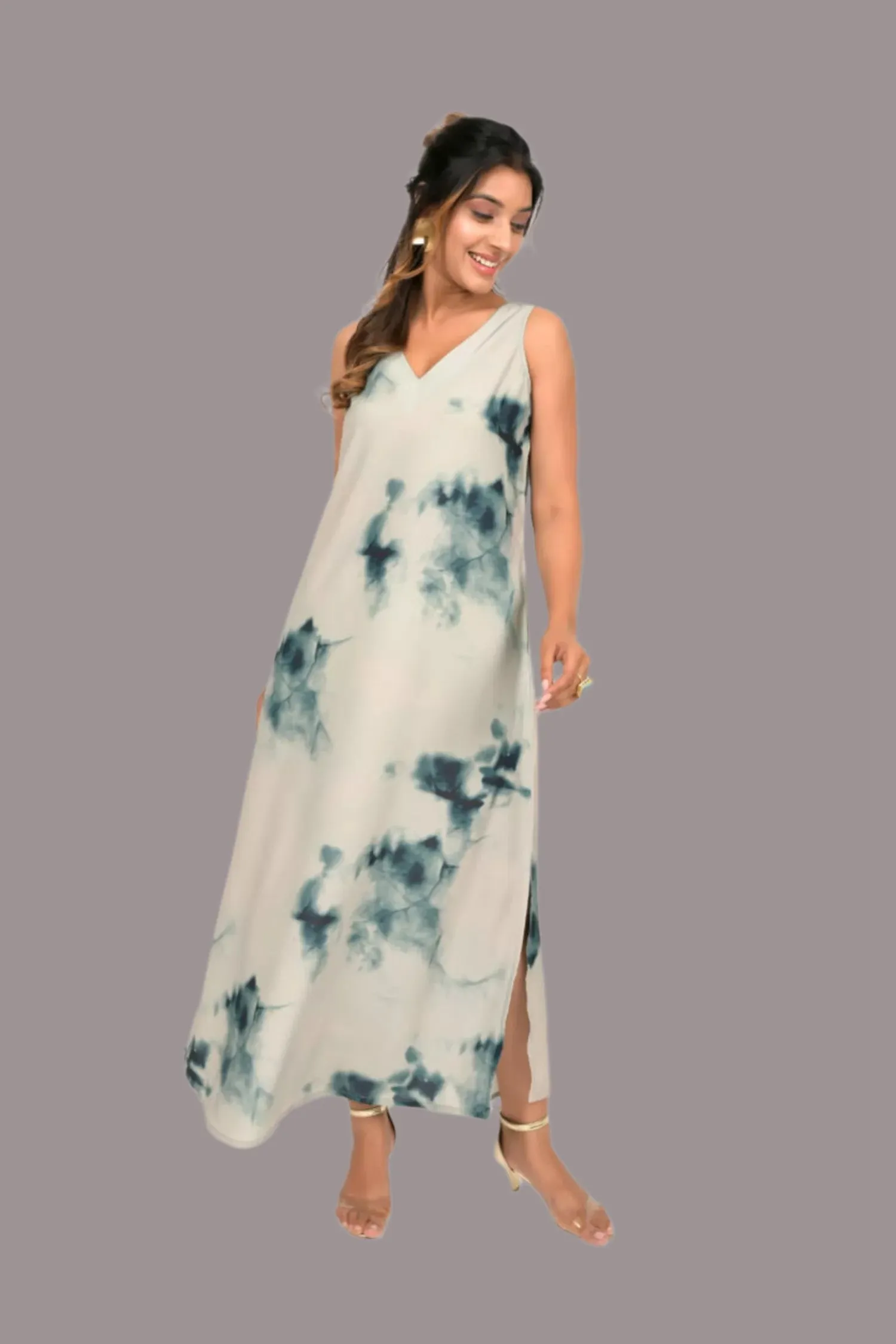 Mint Green Tie and Dye Long Dress