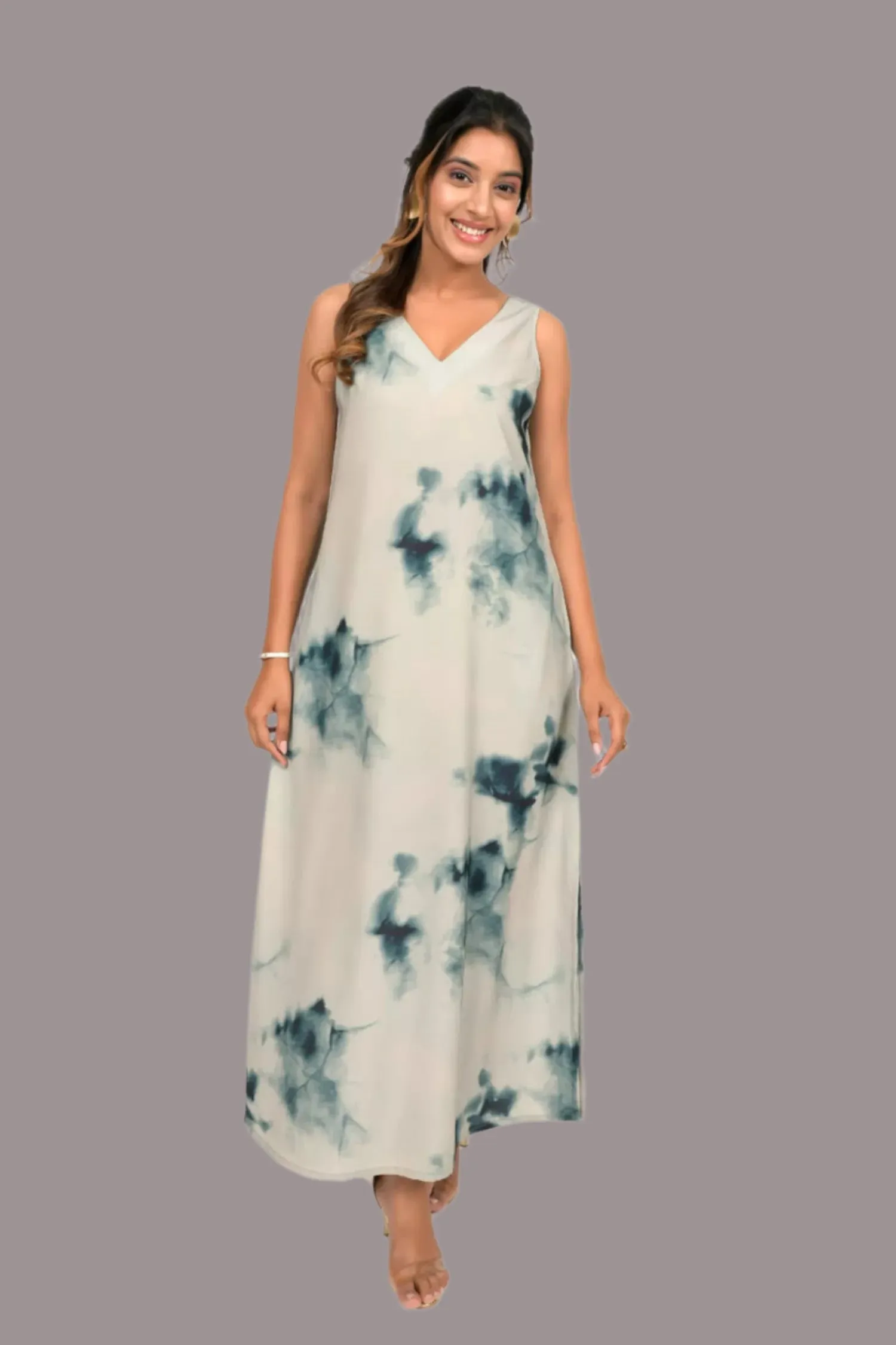 Mint Green Tie and Dye Long Dress