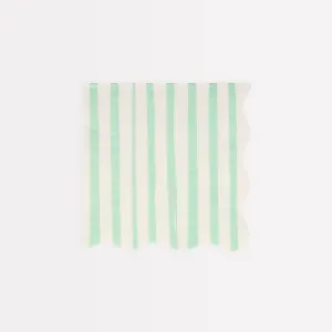 Mint Stripe Small Napkins (x 16)