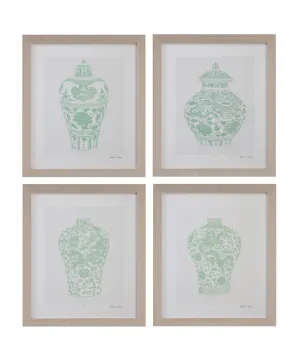 Mint Vases - Framed Print (Set of 4) - Green