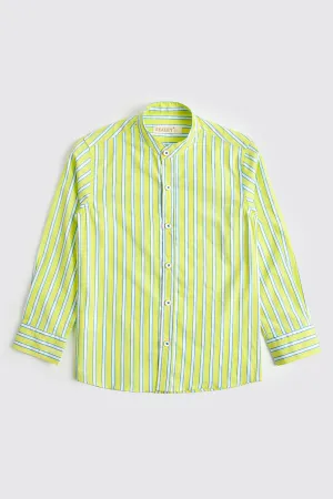 Minty Striped Casual Shirt