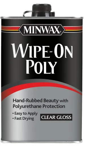 Minwax 40900000 Wipe-On Polyurethane, Gloss, Liquid, Clear, 1 pt, Can :PINT: QUANTITY: 1