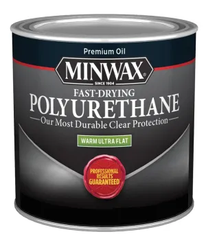 Minwax Fast-Drying 230114444 Polyurethane Wood Finish, Warm Ultra-Flat, Liquid, Clear, 0.5 pt :1/2PT: QUANTITY: 1