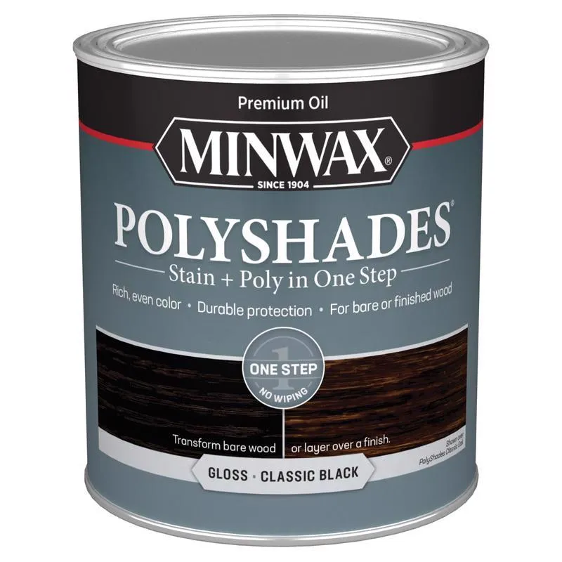 Minwax PolyShades Semi-Transparent Gloss Classic Black Oil-Based Stain/Polyurethane Finish 1 qt