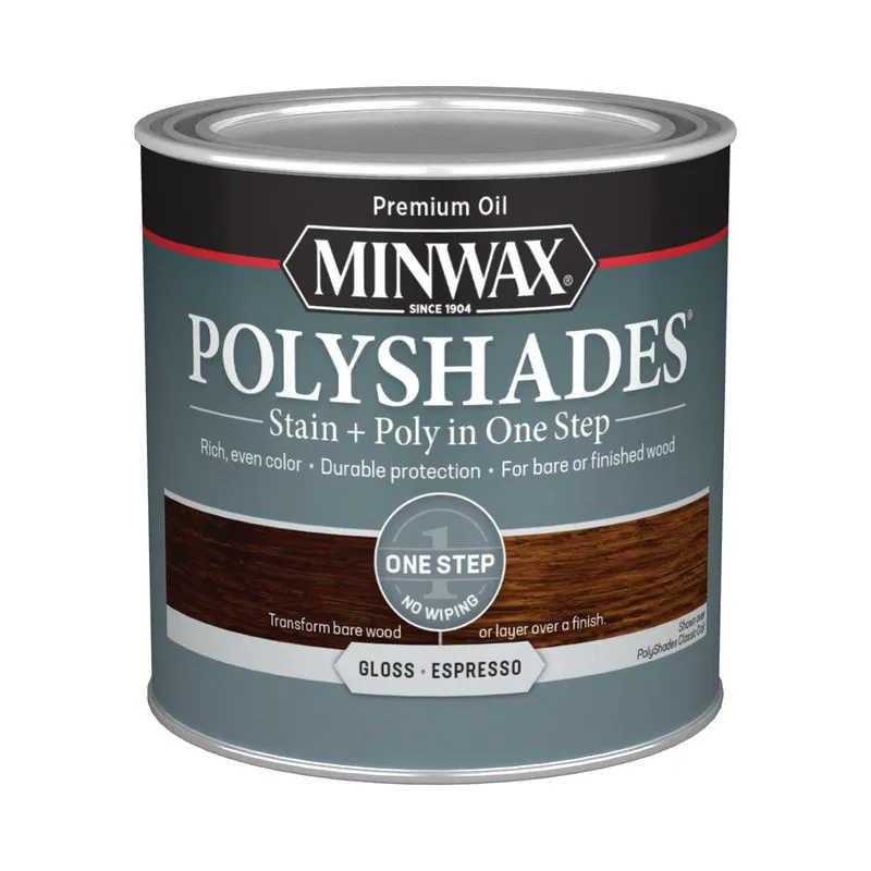 Minwax PolyShades Semi-Transparent Gloss Espresso Oil-Based Stain/Polyurethane Finish 0.5 pt