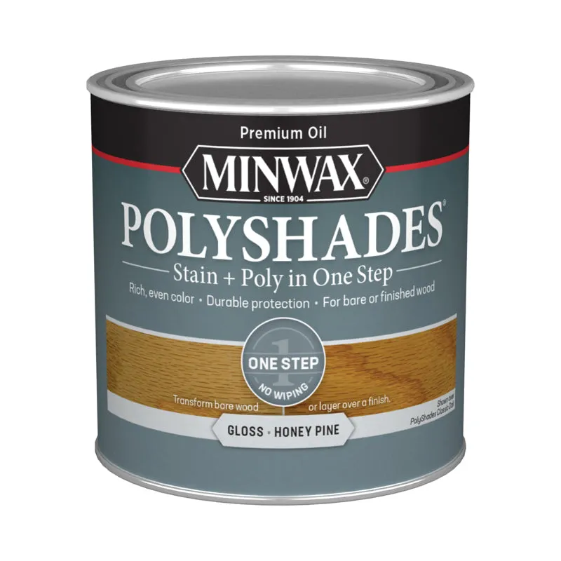 Minwax PolyShades Semi-Transparent Gloss Honey Pine Oil-Based Stain/Polyurethane Finish 0.5 pt