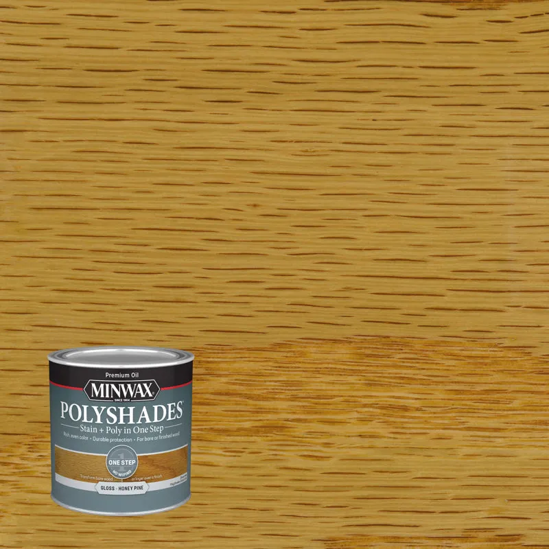 Minwax PolyShades Semi-Transparent Gloss Honey Pine Oil-Based Stain/Polyurethane Finish 0.5 pt