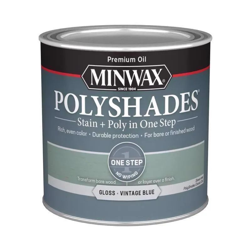 Minwax PolyShades Semi-Transparent Gloss Vintage Blue Stain/Polyurethane Finish 0.5 pt