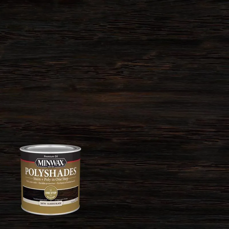 Minwax PolyShades Semi-Transparent Satin Classic Black Oil-Based Stain/Polyurethane Finish 0.5 pt