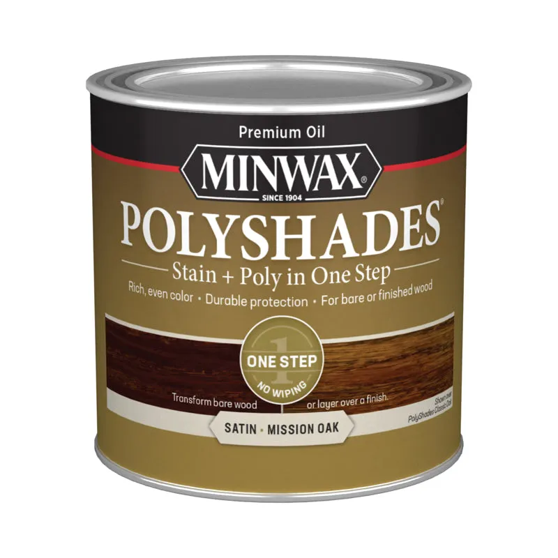 Minwax PolyShades Semi-Transparent Satin Mission Oak Oil-Based Stain/Polyurethane Finish 0.5 pt