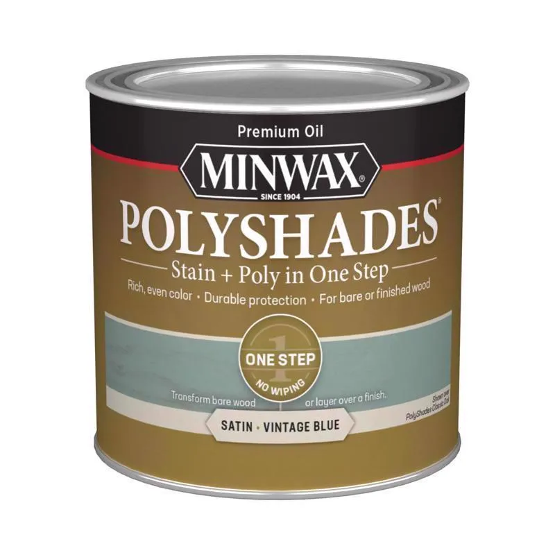 Minwax Polyshades Semi-Transparent Satin Vintage Blue Oil-Based Stain/Polyurethane Finish 0.5 pt