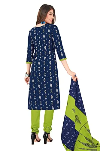 Miraan Cotton Printed Readymade Salwar Suit For Women (MIRAANSAN1402XXXL, 3XL, Blue)