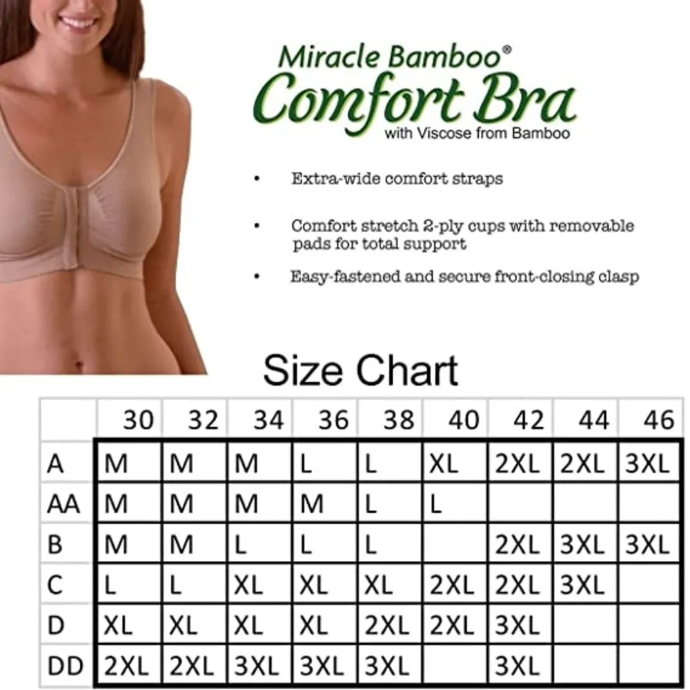 Miracle Bamboo Comfort Bra Deluxe - Set of 3 - 2XL (40”–42”)