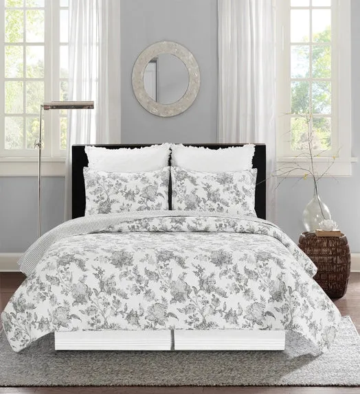 Miriam Slate Reversible Floral King Quilt Set