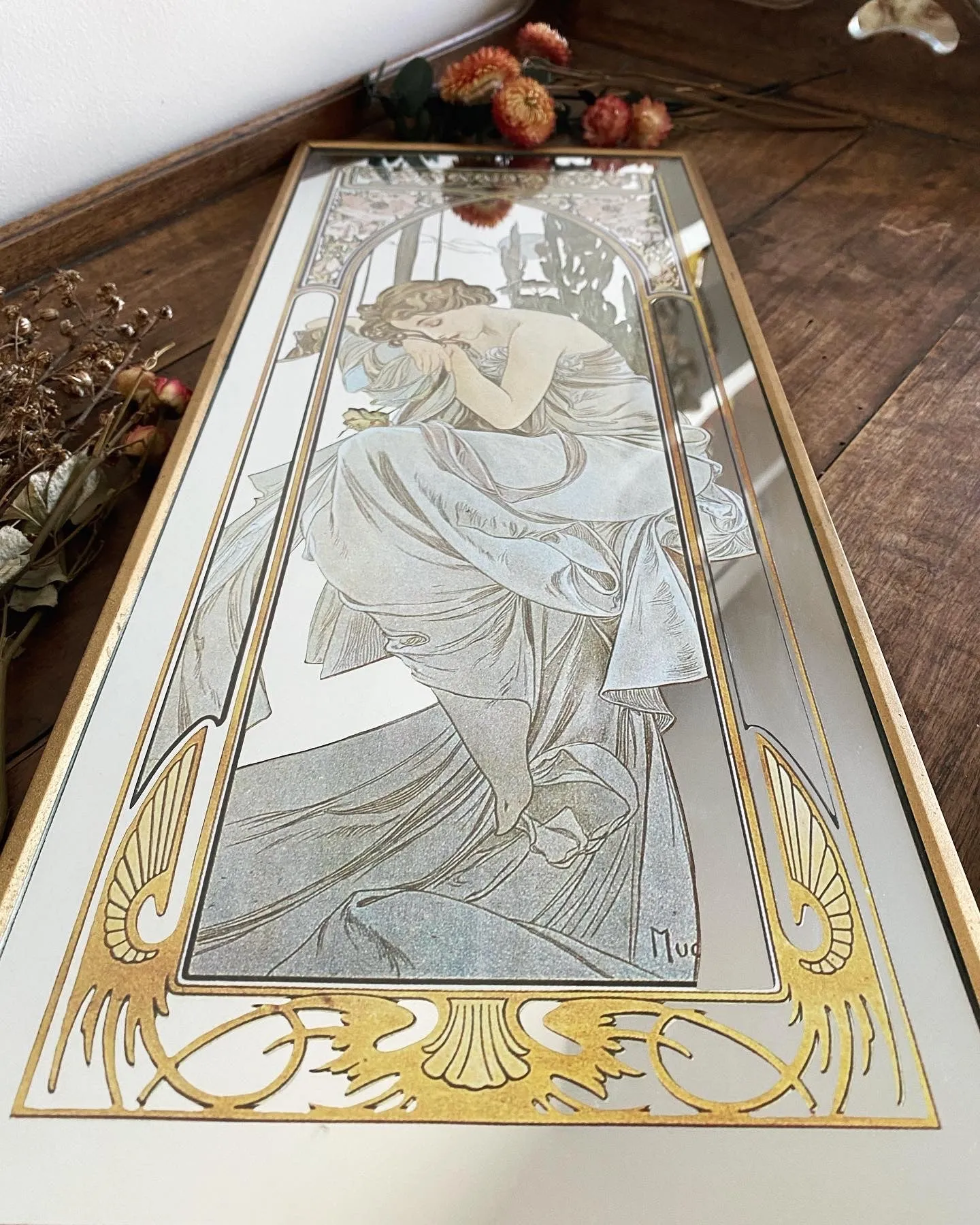 Miroir Vintage Art Nouveau style Mucha