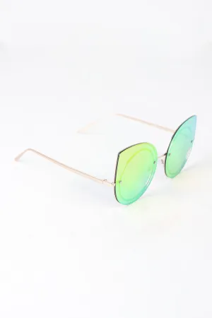 Mirrored Cat Eye Round Sunglasses