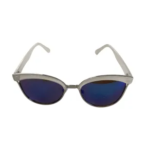 Mirrored Cat-Eye Sunglasses White Blue