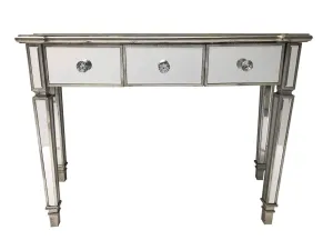 Mirrored Console Table » 3 drawers » Silver