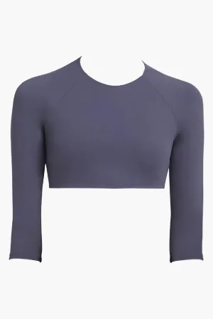 MISKA Paris Mix And Match Crop Top Girls Rashguard - Navy