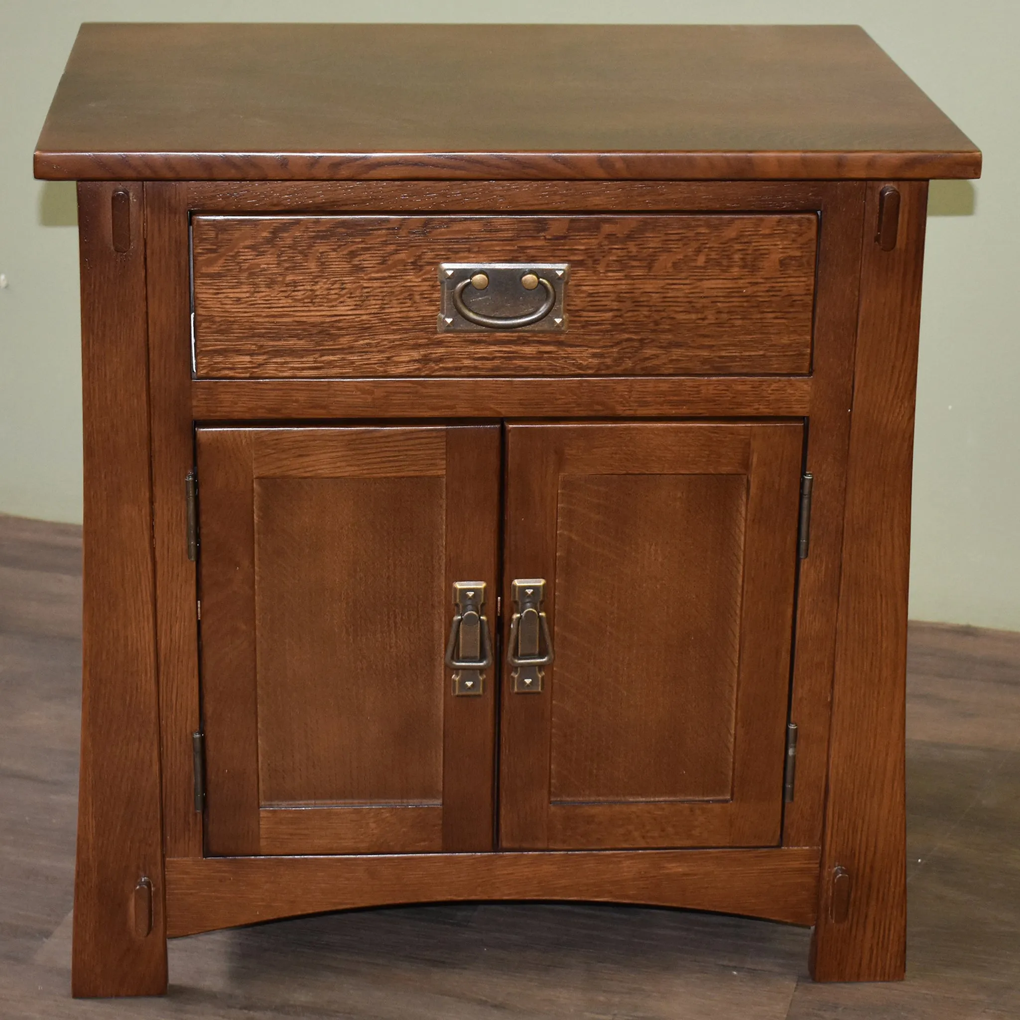 Mission Style Solid Oak Nightstand Model A3 - Walnut Stain