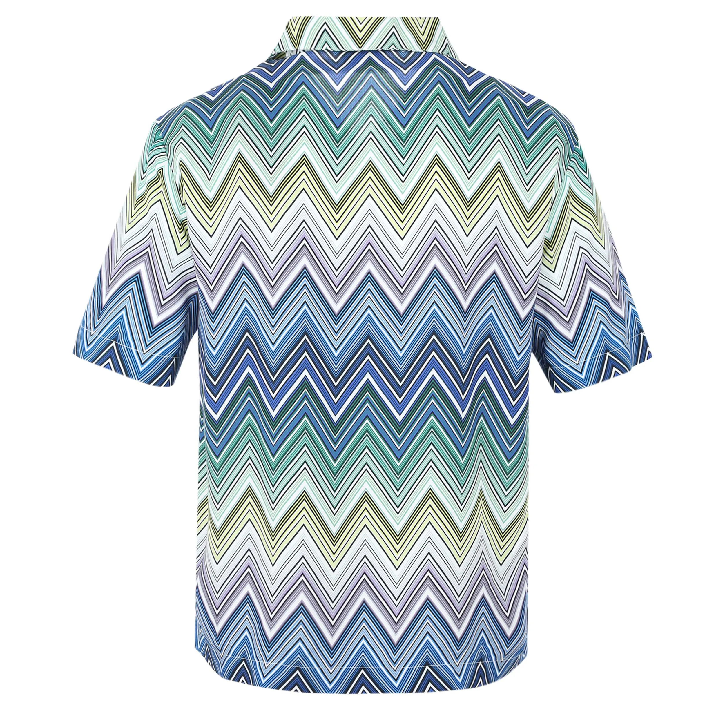 Missoni Zigzag Short Sleeve Shirt in Blue Green