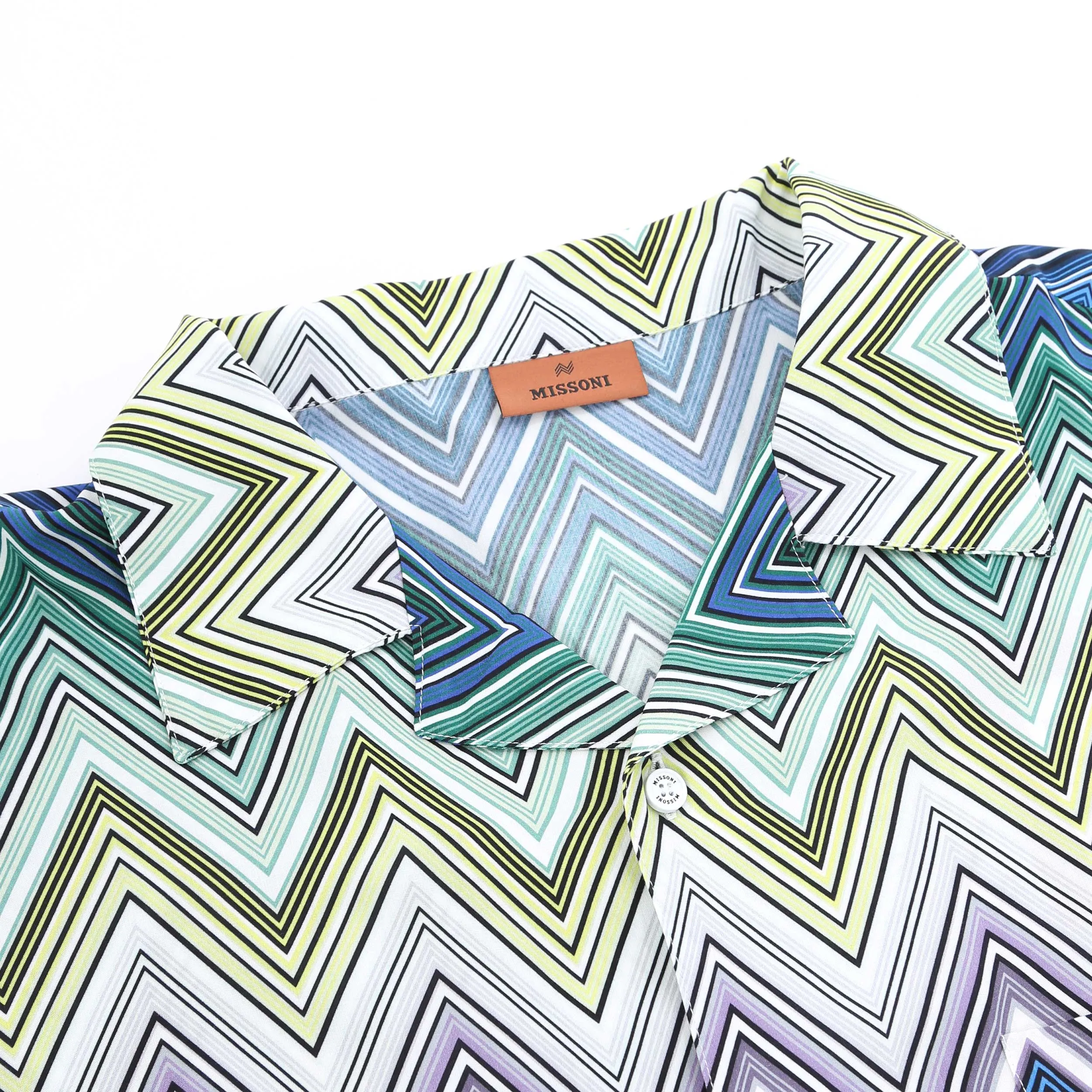 Missoni Zigzag Short Sleeve Shirt in Blue Green