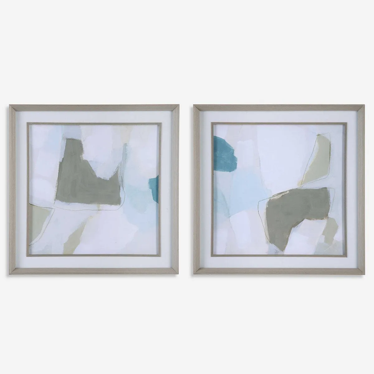 Mist Shapes Framed Prints, Set of 2