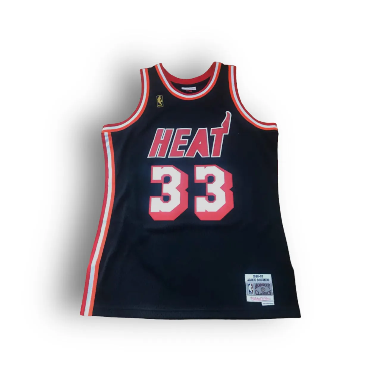 Mitchell and Ness Alonzo Mourning Miami Heat 1996-1997 Hardwood Classic Away Swingman Jersey - Black