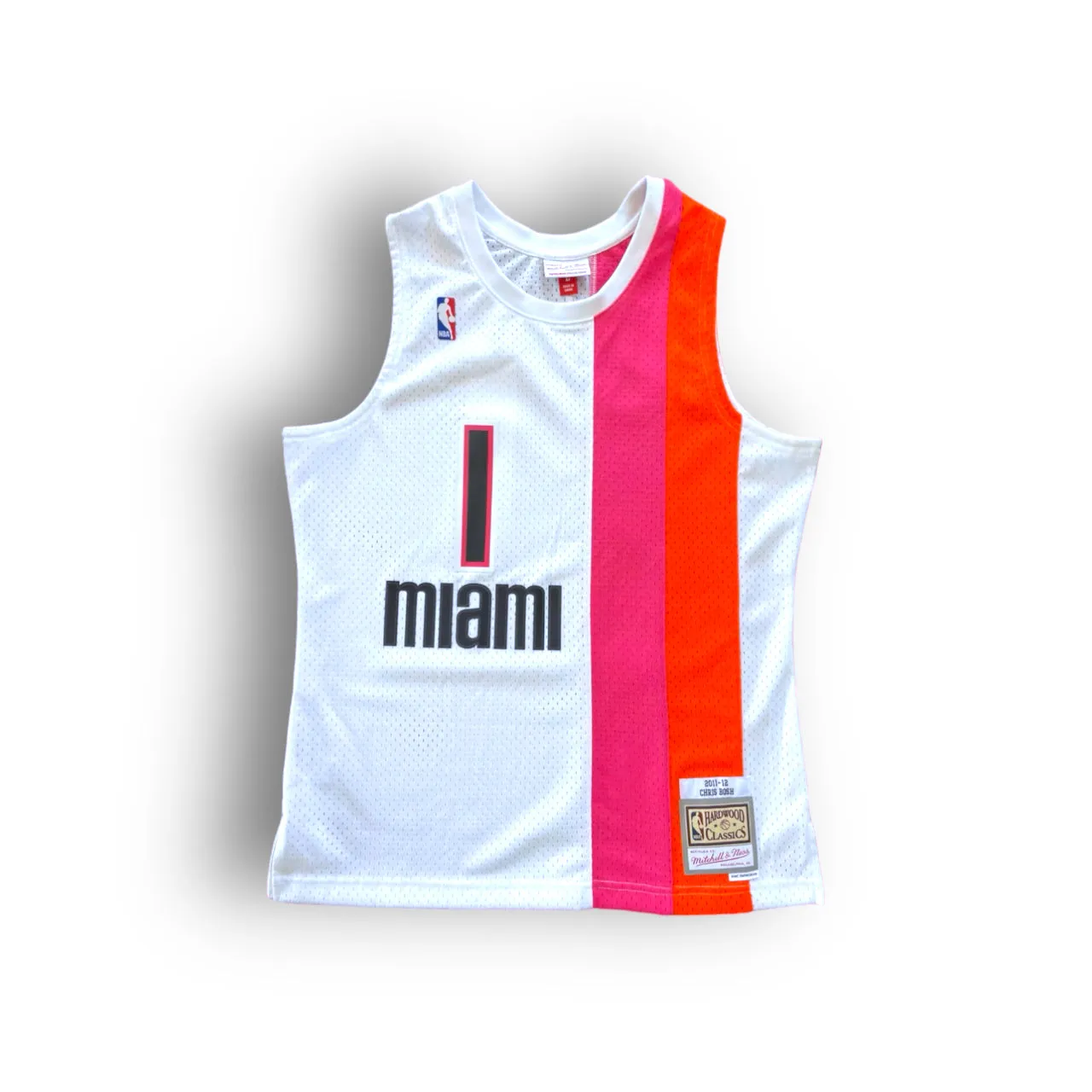 Mitchell and Ness Chris Bosh Miami Heat 2011-2012 Hardwood Classic Edition Swingman Jersey - White/Pink