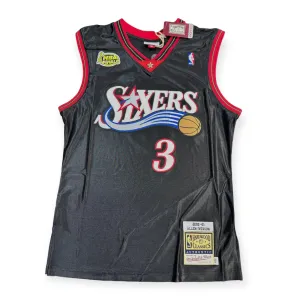 Mitchell&Ness Allen Iverson Philadelphia 76ers 2000-2001 Black NBA Finals Patch Authentic Jersey- Black