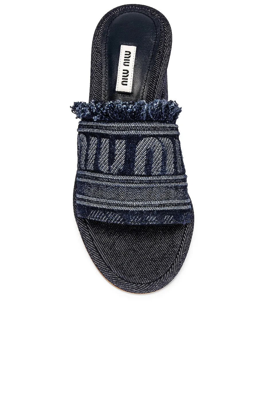 Miu Miu Denim Logos Mules, Bleu