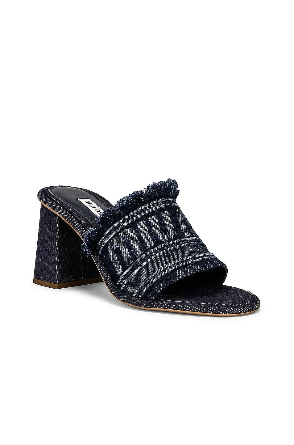 Miu Miu Denim Logos Mules, Bleu