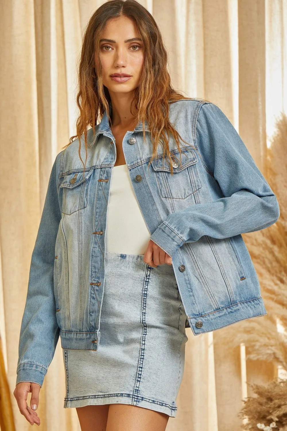 Mixed Design Embroidered Denim Jacket