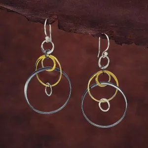 Mixed Metals Six Floating Circles Earrings