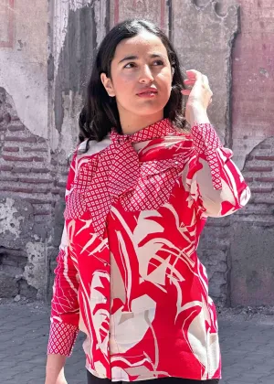 Mixed Print Blouse Red