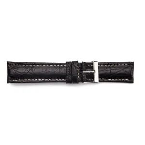 ML-958L Genuine, Long, Black Matte Crocodile Breitling Style Watch Strap